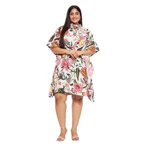 Gypsie Blu Women Plus Size Short Caftan Dress Cotton Button Down Party Tunic